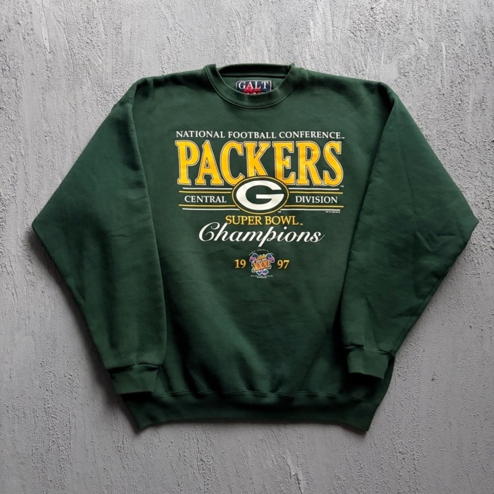 Vintage Green Bay Packers Sweatshirt XL Green 1990s Super Bowl Champions